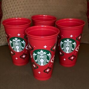 Starbucks 2023 Holiday 🎄 Matte finish Red BPA free Cup: Four (4) 16 oz cups
⭐️